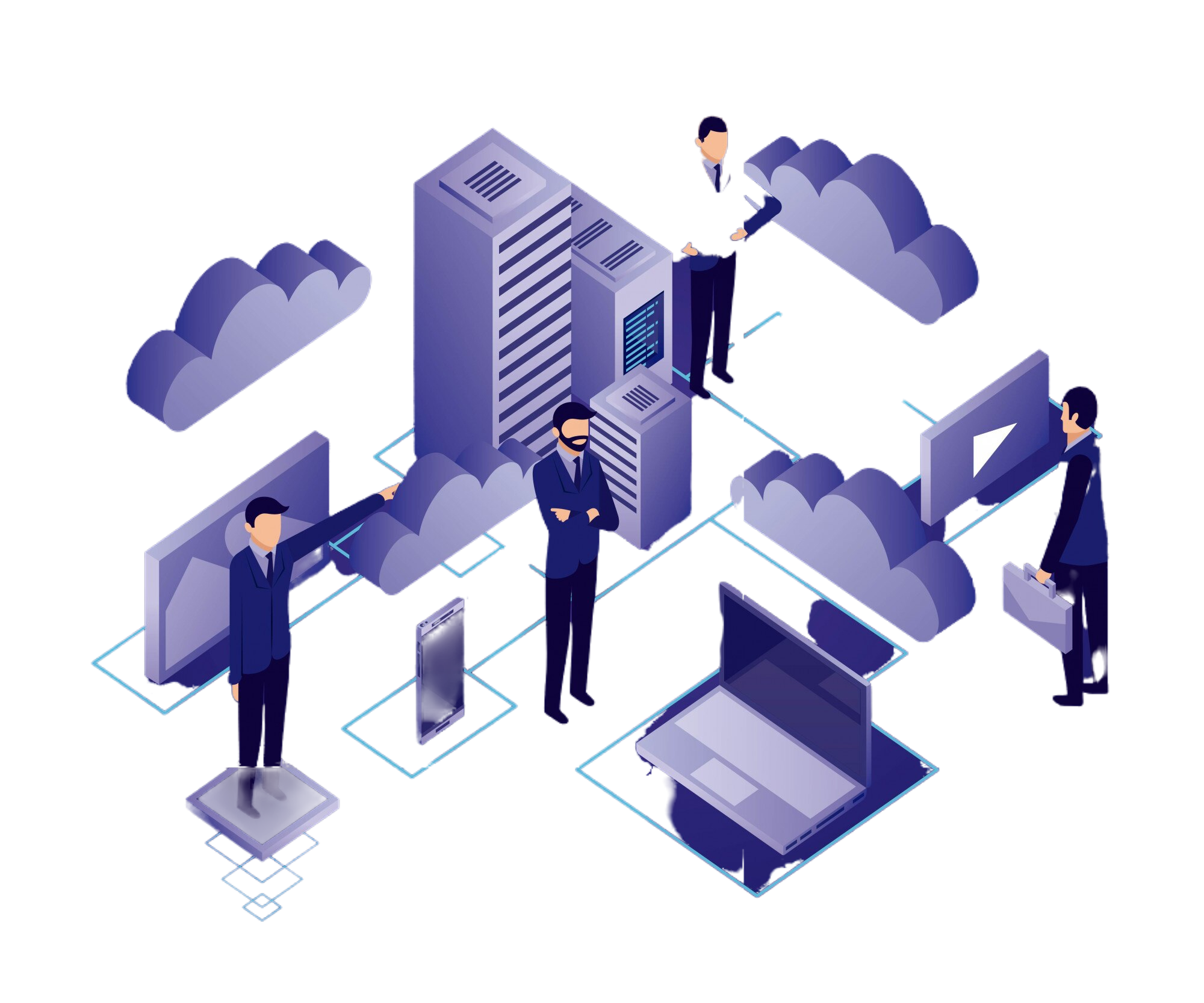 Equipo de desarrollo Dynnamo trabajando en soluciones empresariales